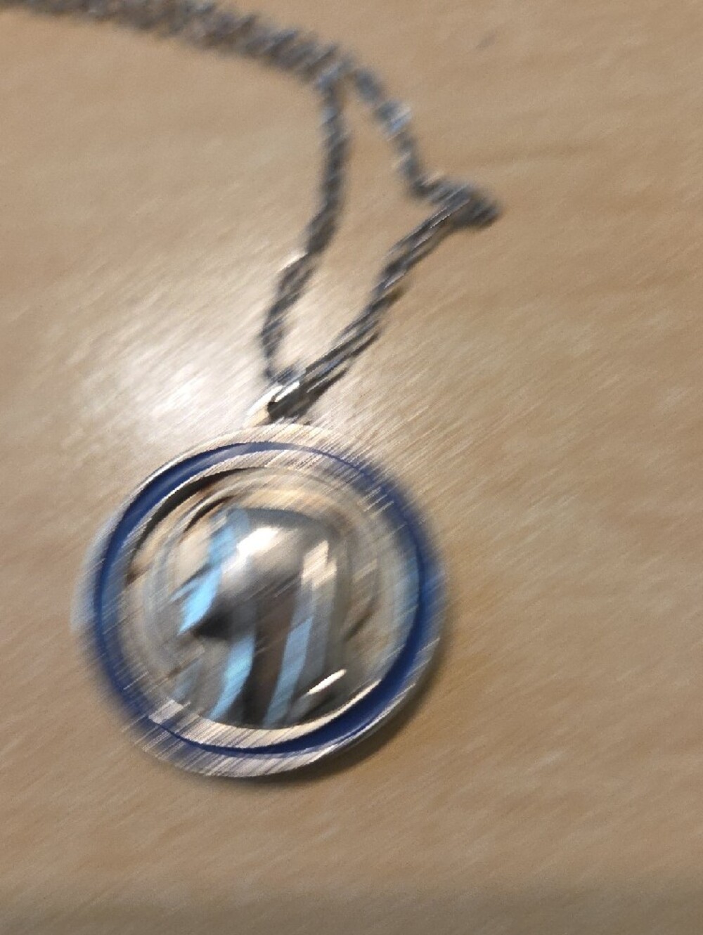 Mother Mary Madonna pendant Silver-Tone Blue Enamel Religious Pendant Necklace - Picture 9 of 9